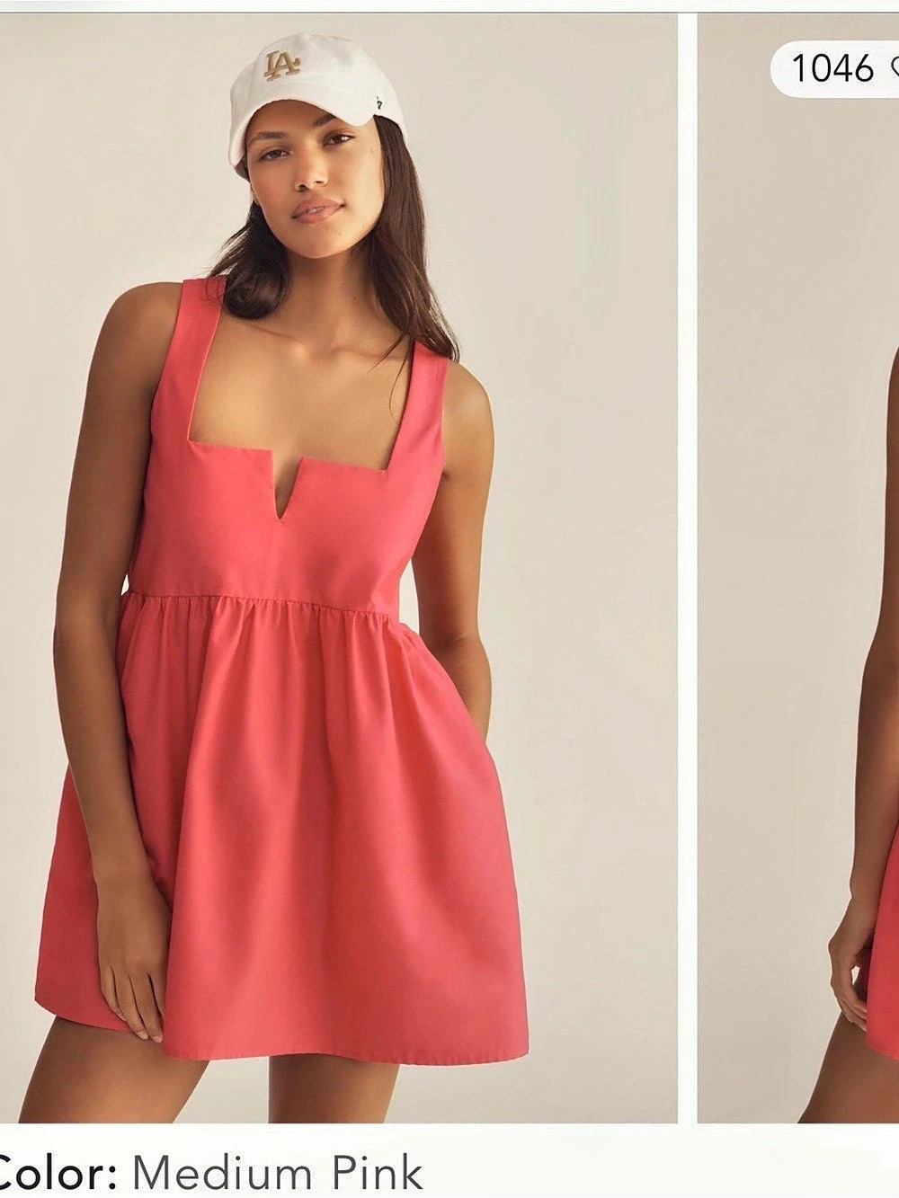 M NWOT Anthropologie Daily Practice Sleeveless Split-Neck Mini Dress Pink Mini D